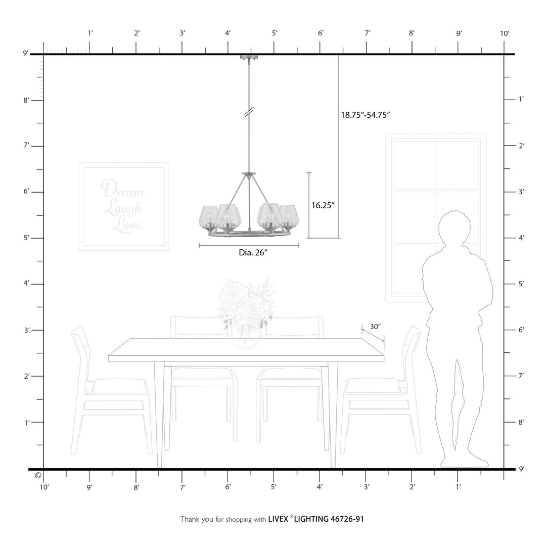 6 Light Brushed Nickel Chandelier
