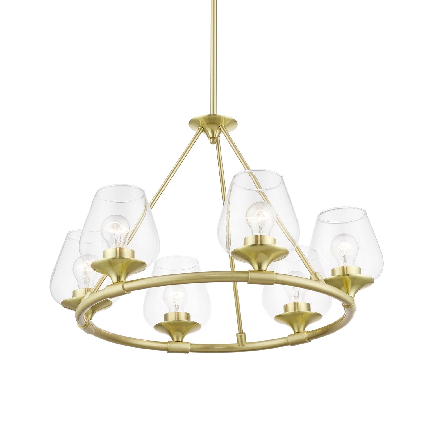 6 Light Satin Brass Chandelier