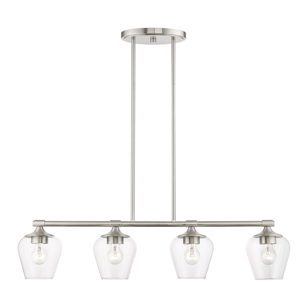 4 Light Brushed Nickel Linear Chandelier by Livex Lighting