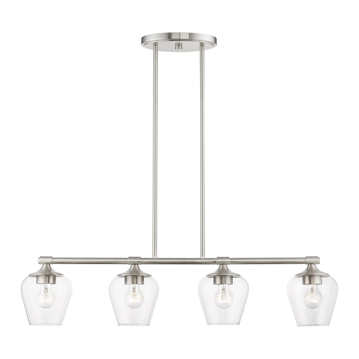 4 Light Brushed Nickel Linear Chandelier by Livex Lighting