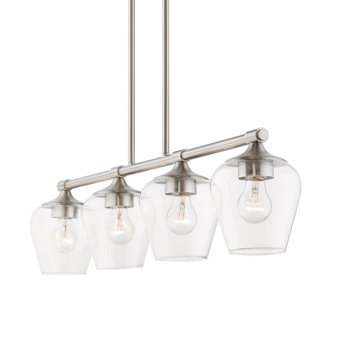 4 Light Brushed Nickel Linear Chandelier