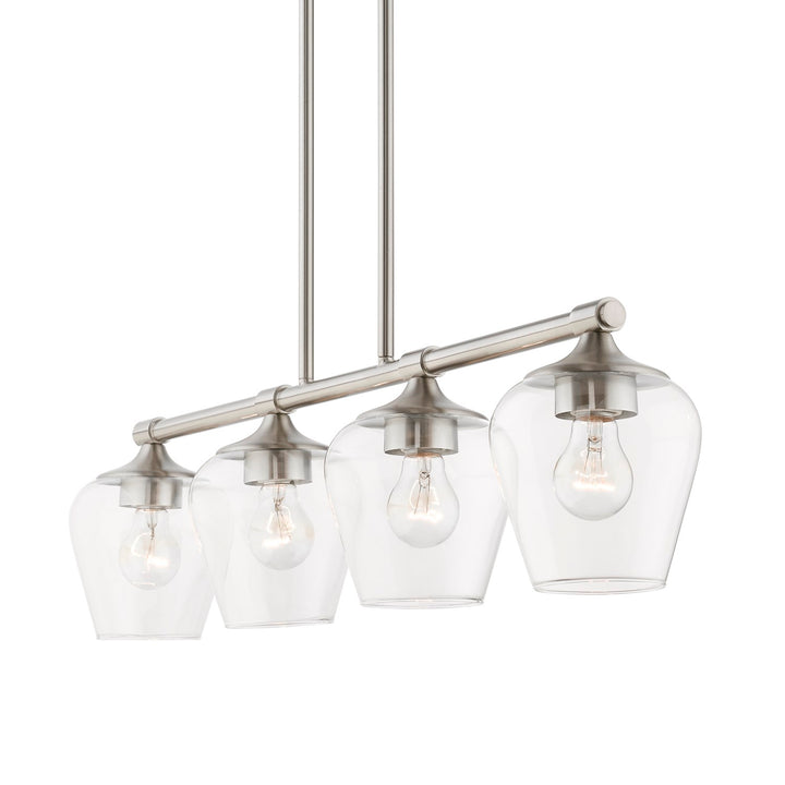 4 Light Brushed Nickel Linear Chandelier