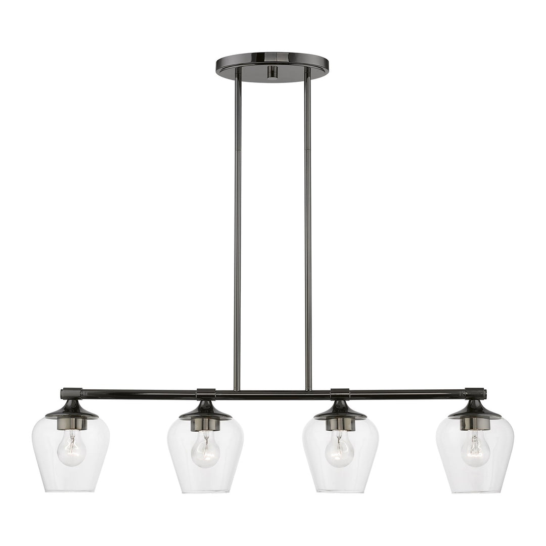 4 Light Black Chrome Linear Chandelier by Livex Lighting