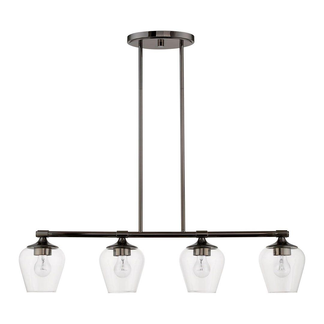 4 Light Black Chrome Linear Chandelier
