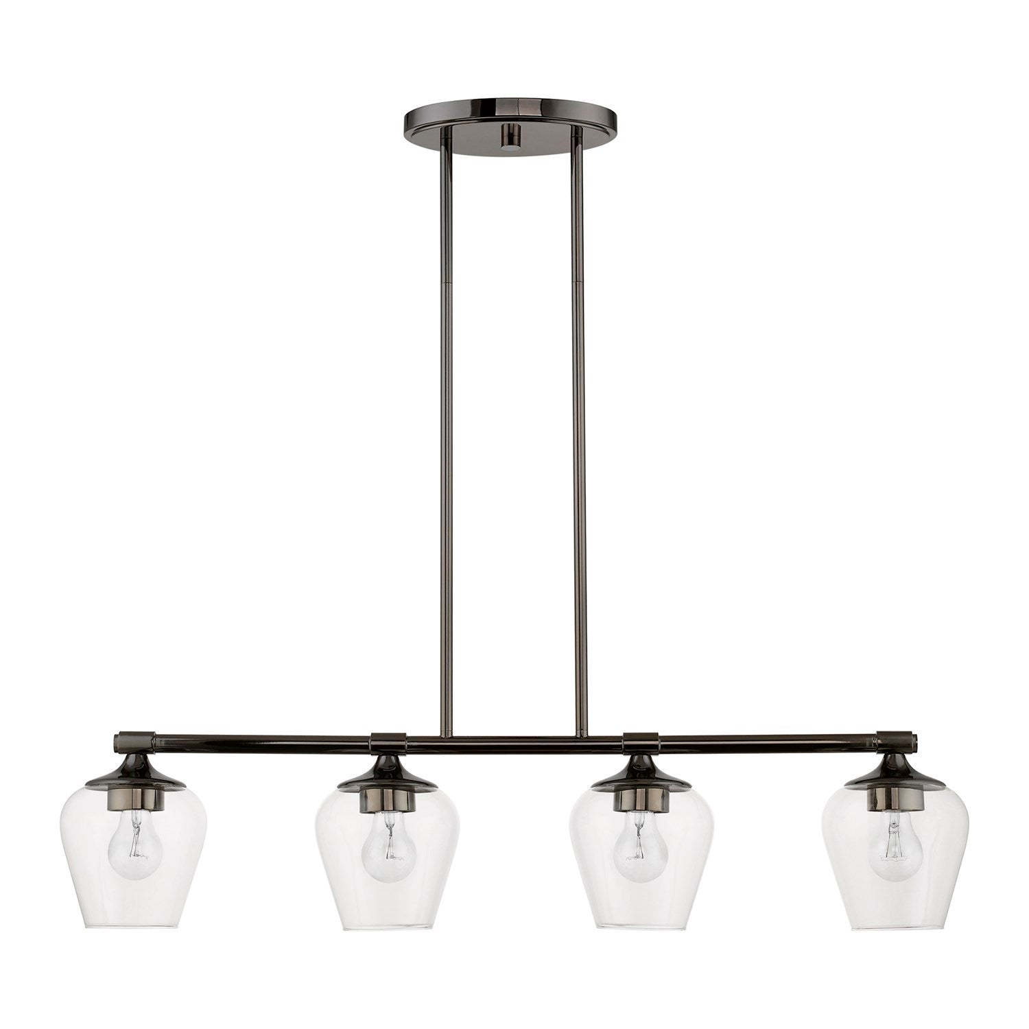 4 Light Black Chrome Linear Chandelier