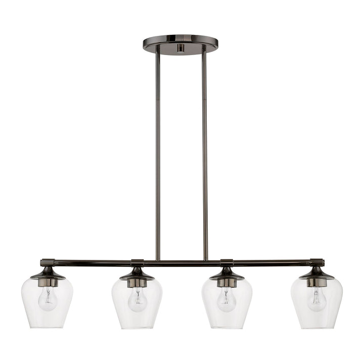 4 Light Black Chrome Linear Chandelier