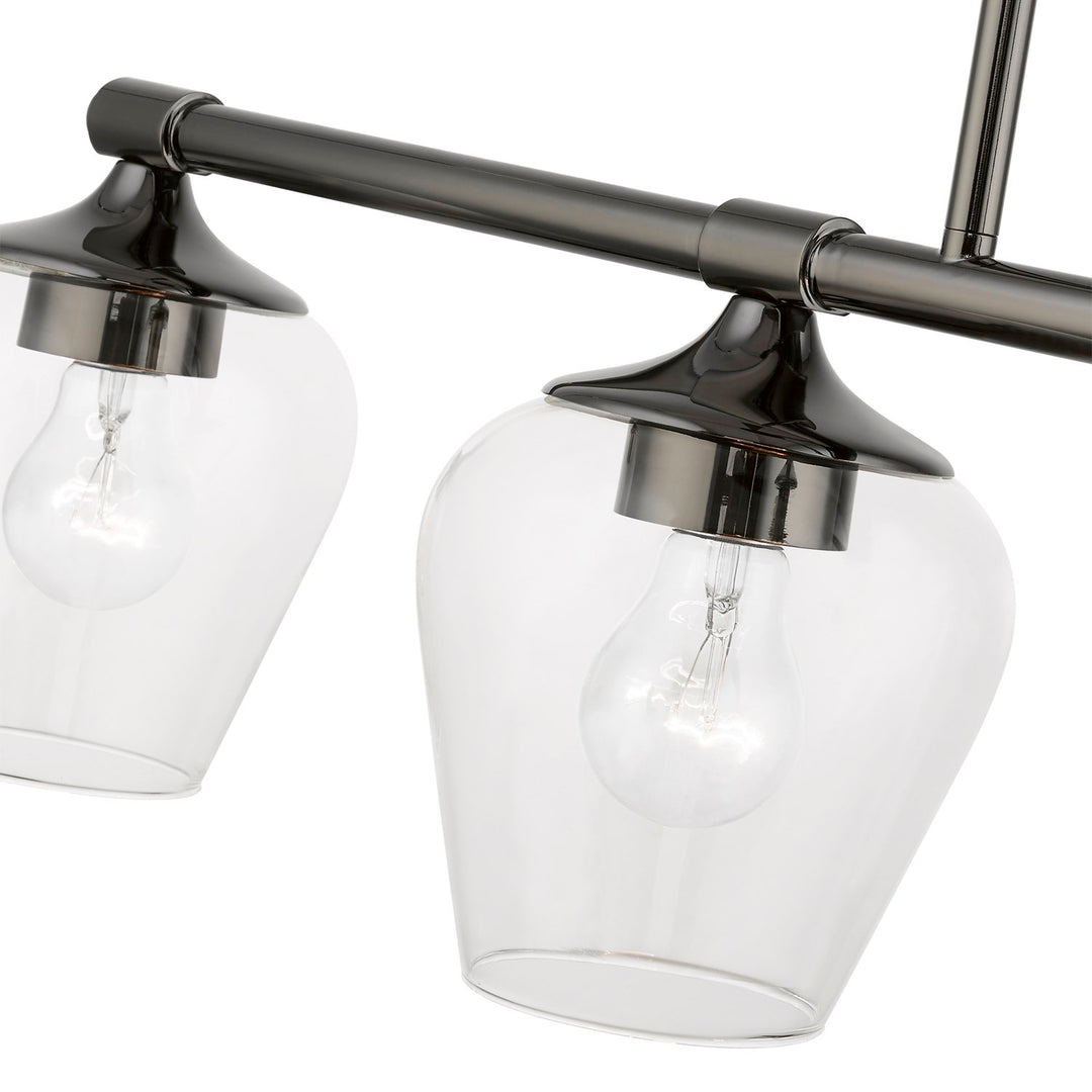 4 Light Black Chrome Linear Chandelier