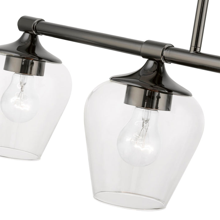 4 Light Black Chrome Linear Chandelier