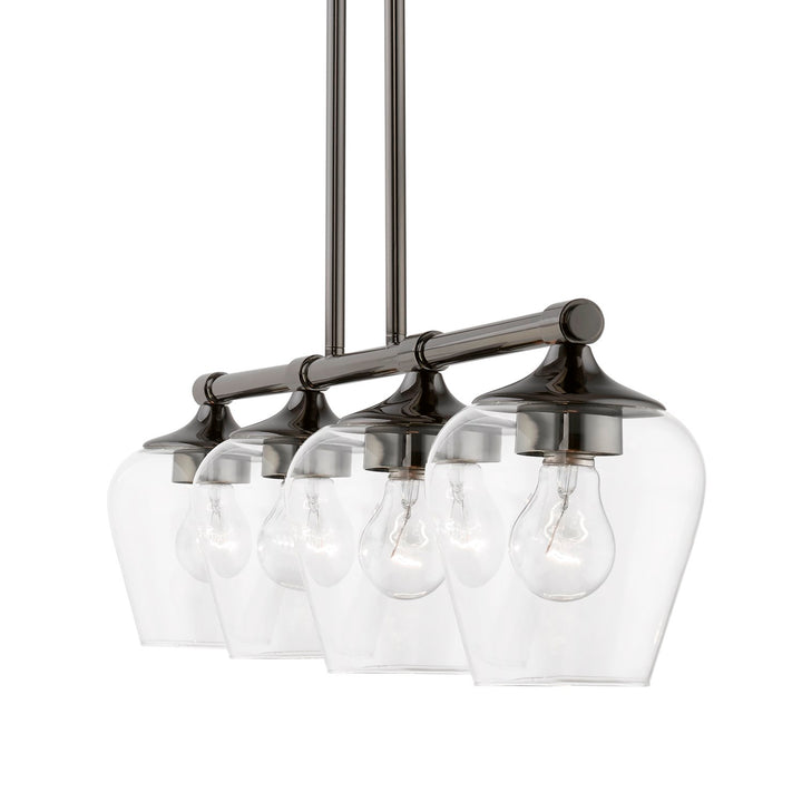 4 Light Black Chrome Linear Chandelier