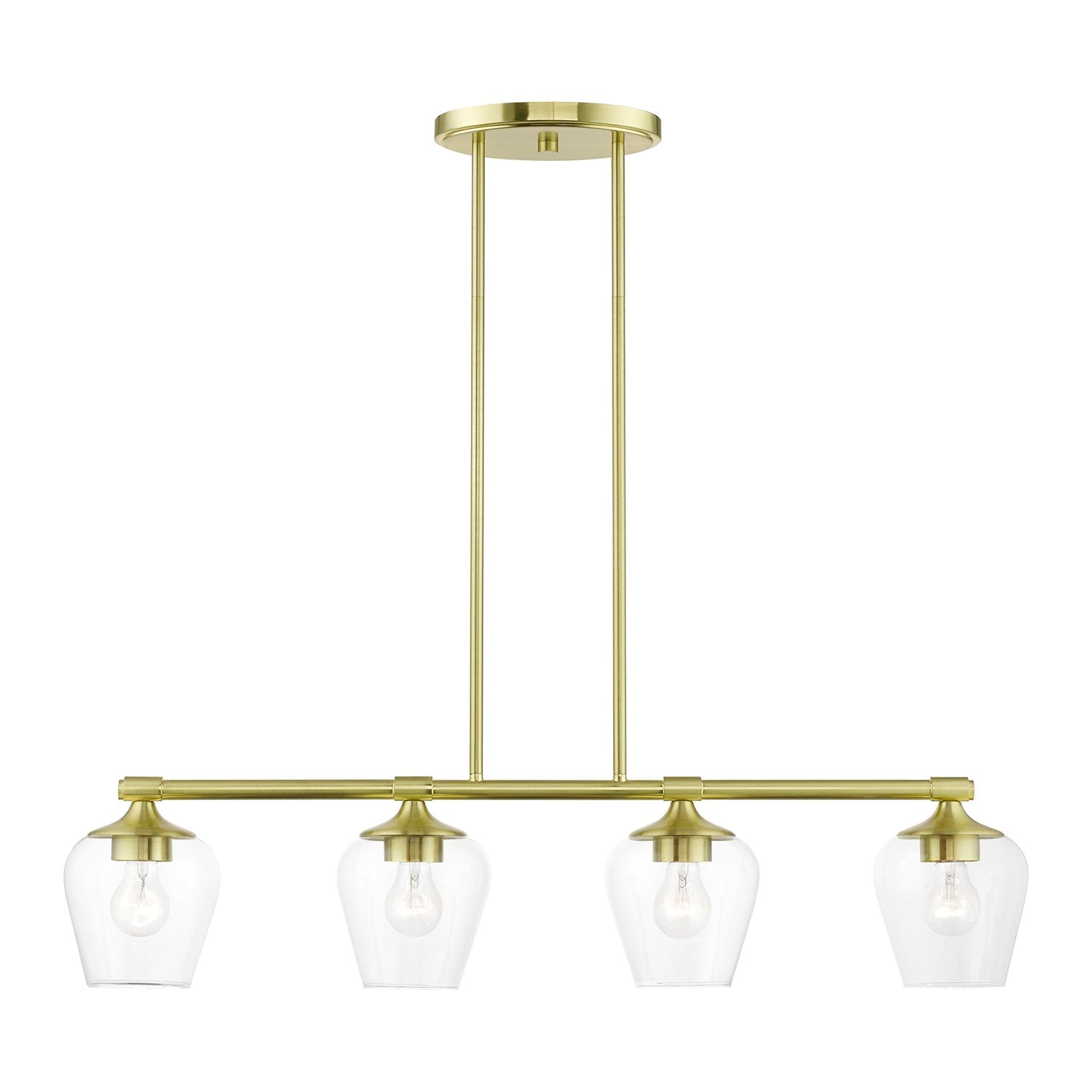 4 Light Satin Brass Linear Chandelier by Livex Lighting
