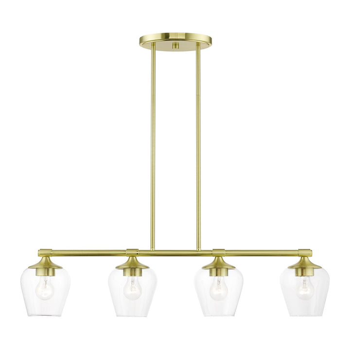 4 Light Satin Brass Linear Chandelier by Livex Lighting