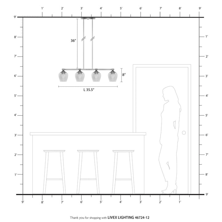 4 Light Satin Brass Linear Chandelier