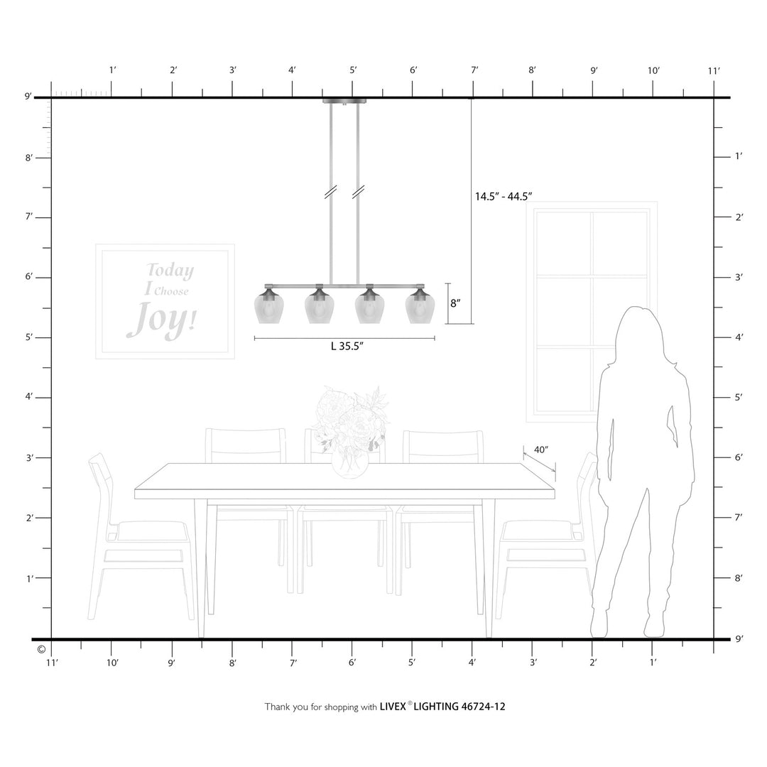 4 Light Satin Brass Linear Chandelier
