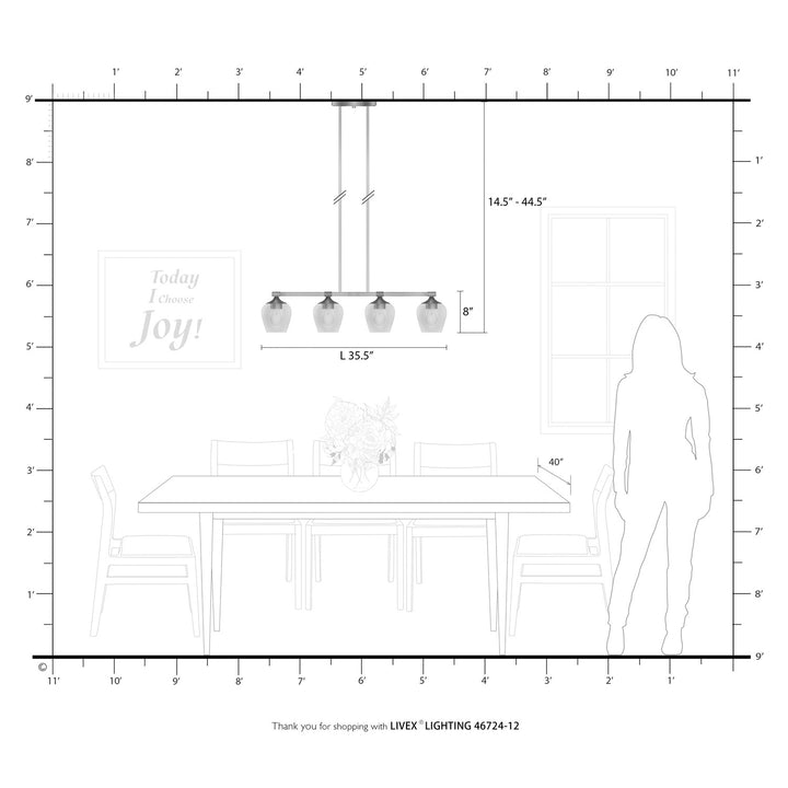 4 Light Satin Brass Linear Chandelier