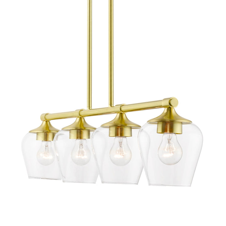 4 Light Satin Brass Linear Chandelier