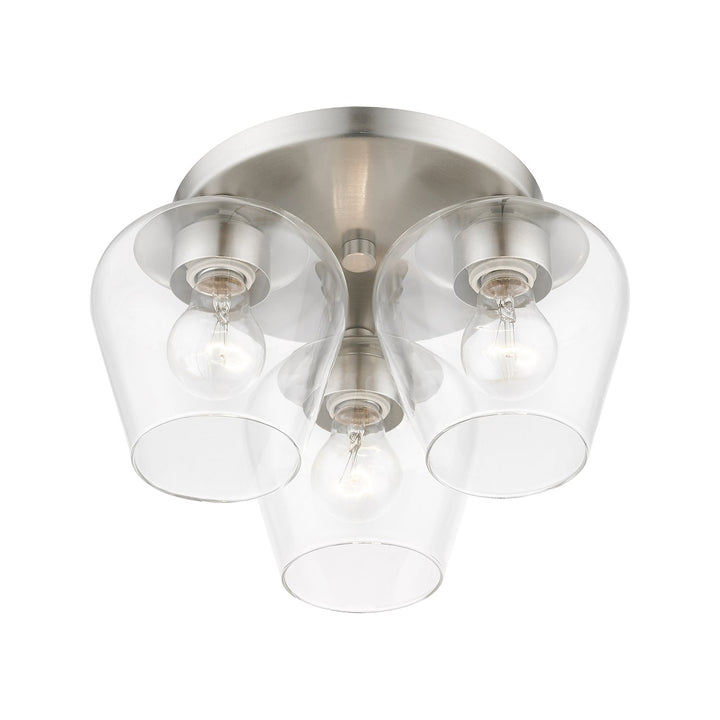 3 Light Brushed Nickel Flush Mount