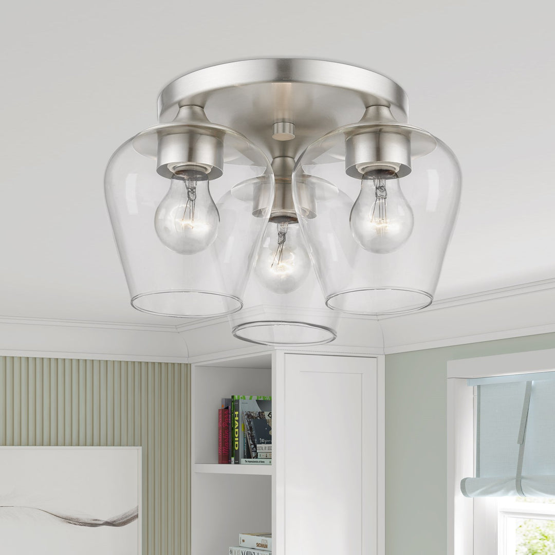 3 Light Brushed Nickel Flush Mount