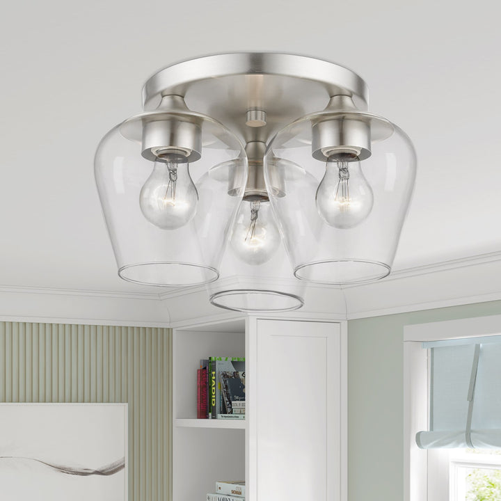 3 Light Brushed Nickel Flush Mount