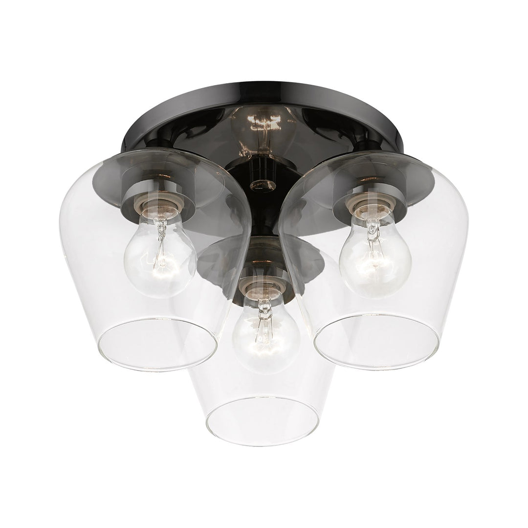 3 Light Black Chrome Flush Mount