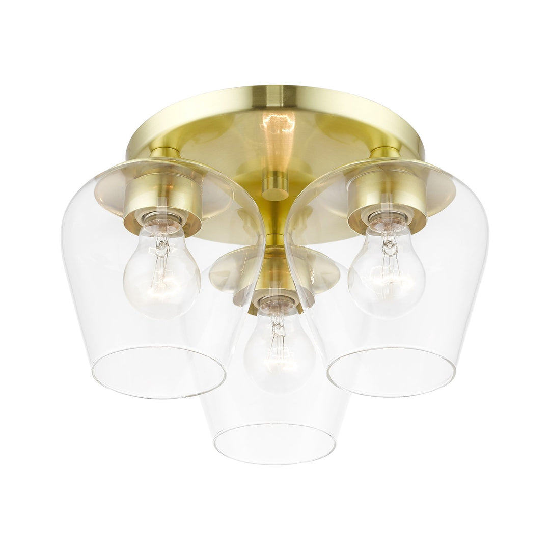 3 Light Satin Brass Flush Mount
