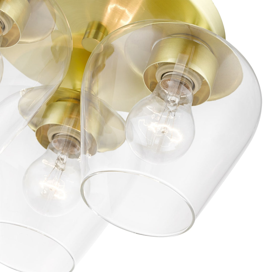 3 Light Satin Brass Flush Mount