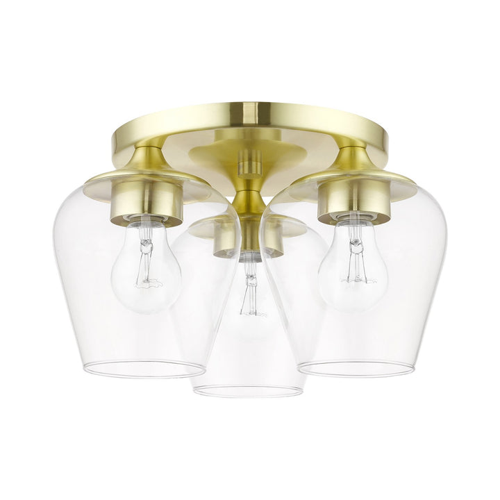 3 Light Satin Brass Flush Mount