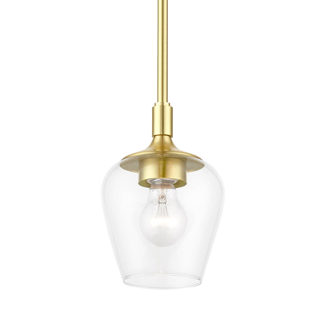 1 Light Satin Brass Single Pendant