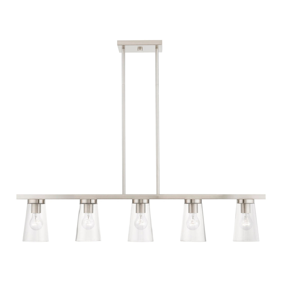 5 Light Brushed Nickel Linear Chandelier by Livex Lighting