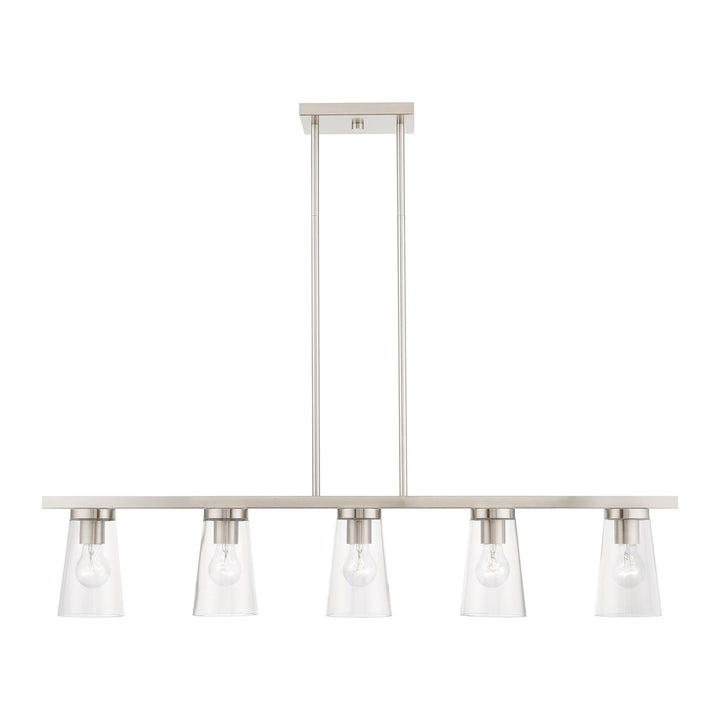 5 Light Brushed Nickel Linear Chandelier by Livex Lighting