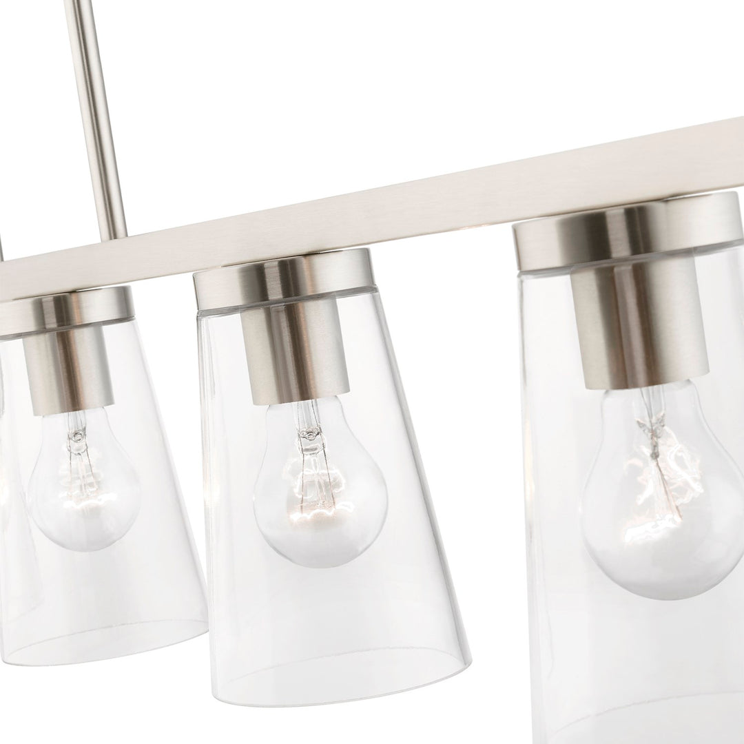 5 Light Brushed Nickel Linear Chandelier