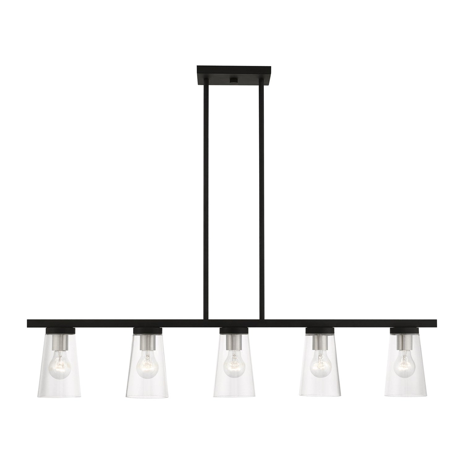 5 Light Black With Brushed Nickel Accents Linear Chandelier by Livex Lighting