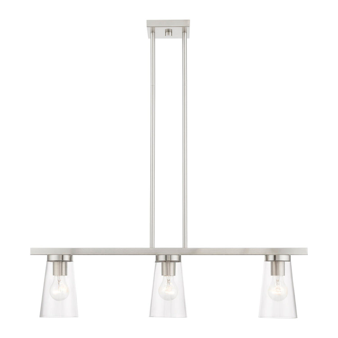 3 Light Brushed Nickel Linear Chandelier by Livex Lighting