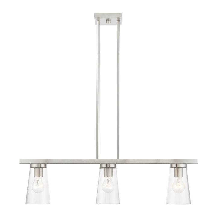 3 Light Brushed Nickel Linear Chandelier by Livex Lighting