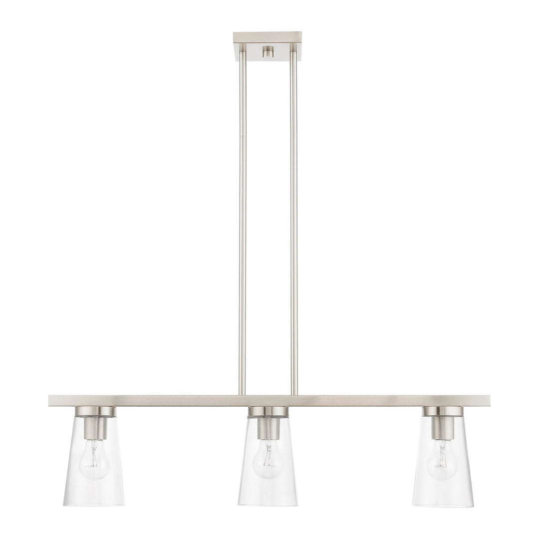 3 Light Brushed Nickel Linear Chandelier