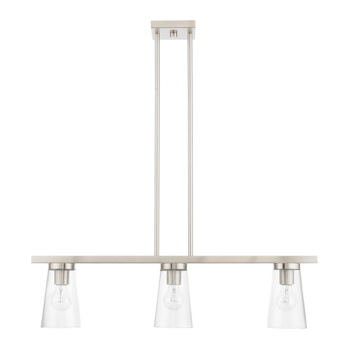 3 Light Brushed Nickel Linear Chandelier