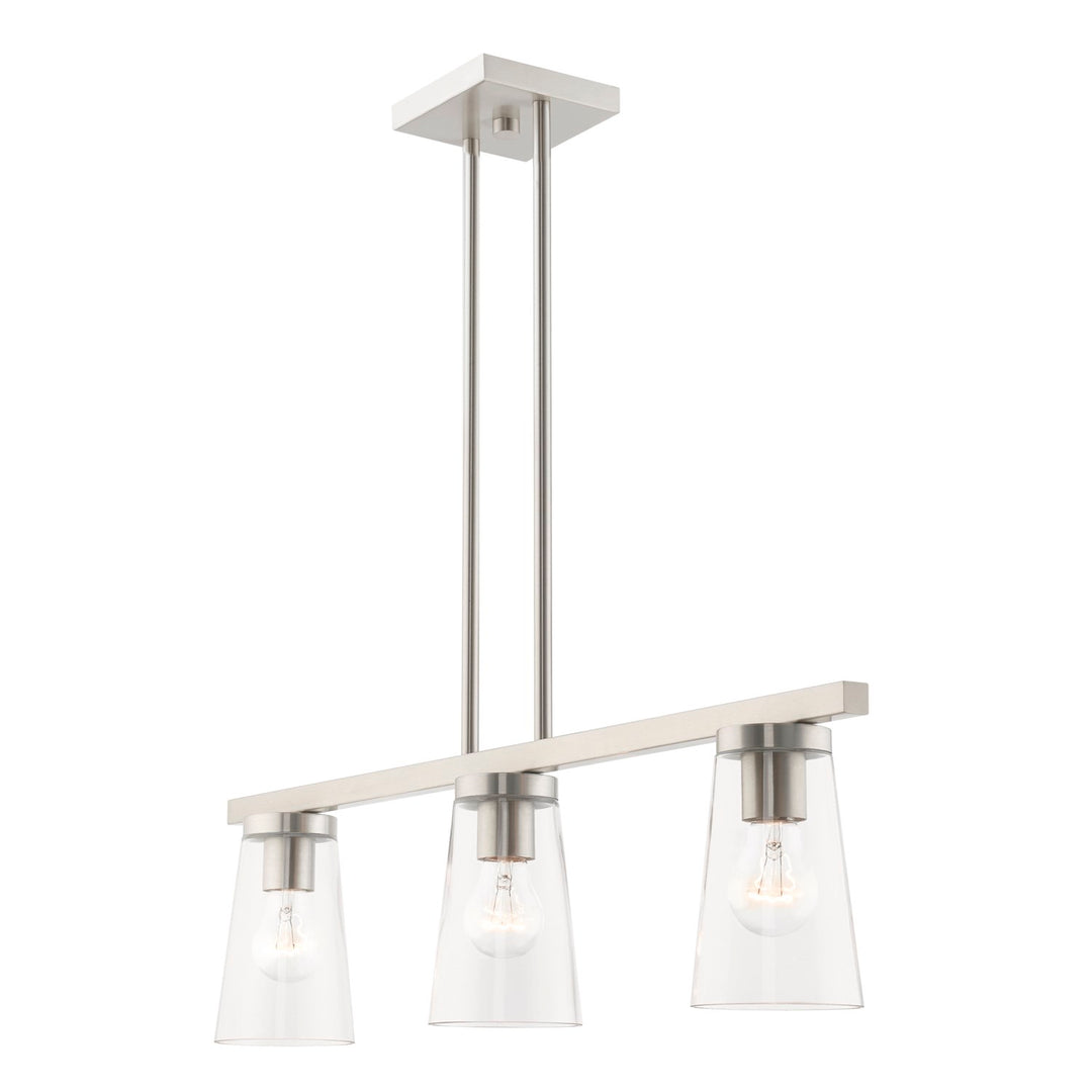 3 Light Brushed Nickel Linear Chandelier