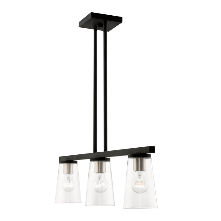 3 Light Black With Brushed Nickel Accents Linear Chandelier