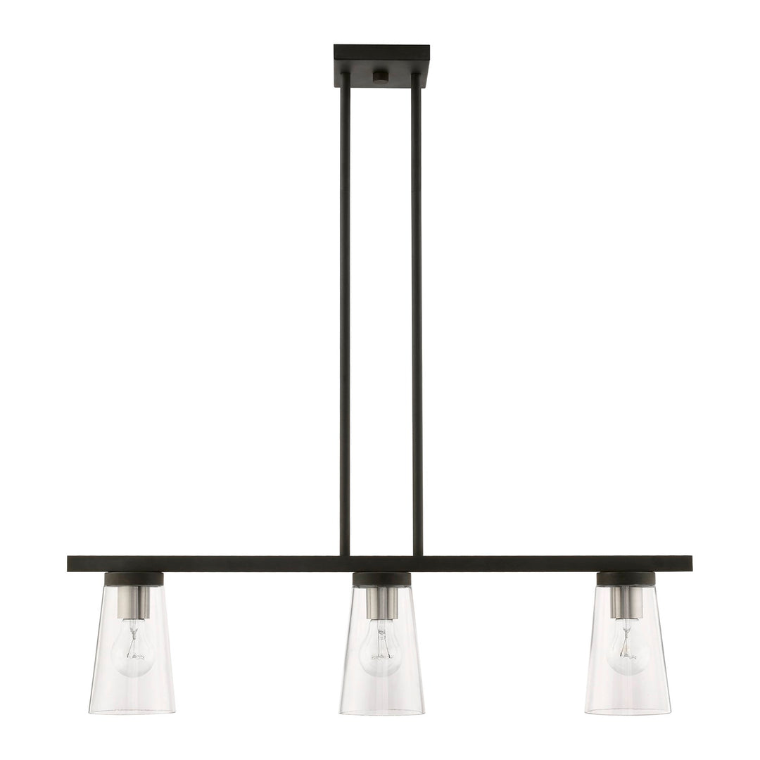 3 Light Black With Brushed Nickel Accents Linear Chandelier