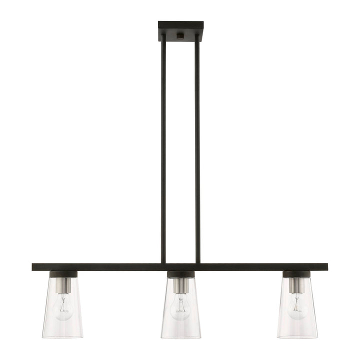 3 Light Black With Brushed Nickel Accents Linear Chandelier