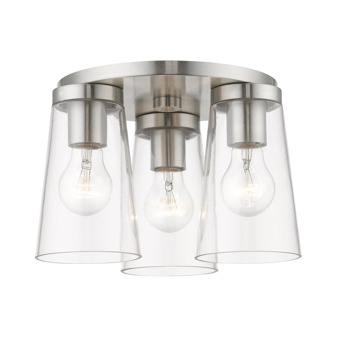 3 Light Brushed Nickel Large Flush Mount by Livex Lighting