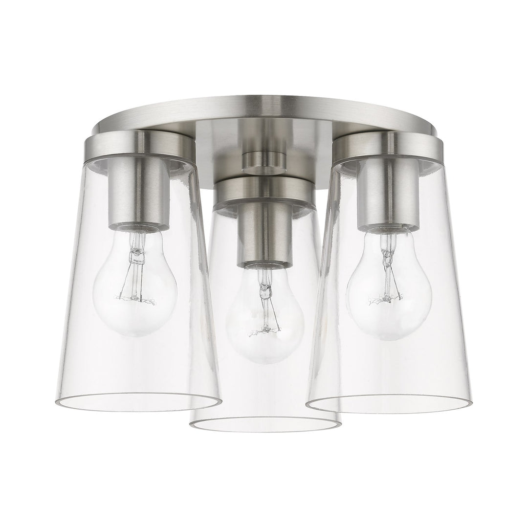 3 Light Brushed Nickel Large Flush Mount