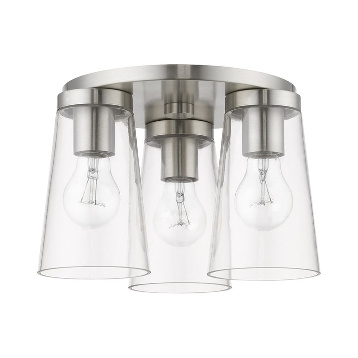 3 Light Brushed Nickel Large Flush Mount