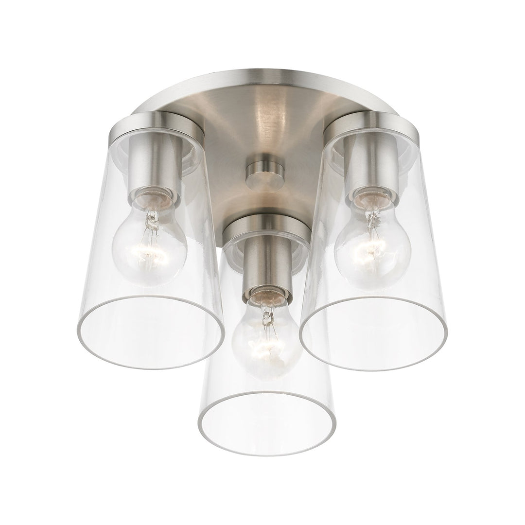 3 Light Brushed Nickel Large Flush Mount