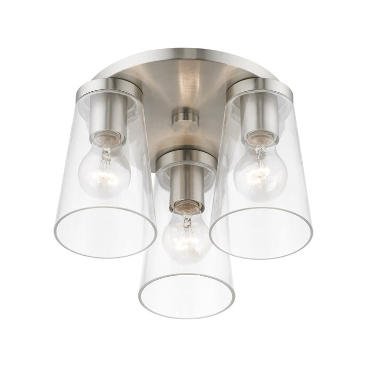 3 Light Brushed Nickel Large Flush Mount