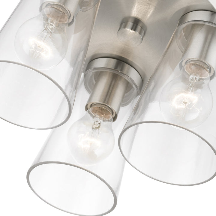 3 Light Brushed Nickel Large Flush Mount