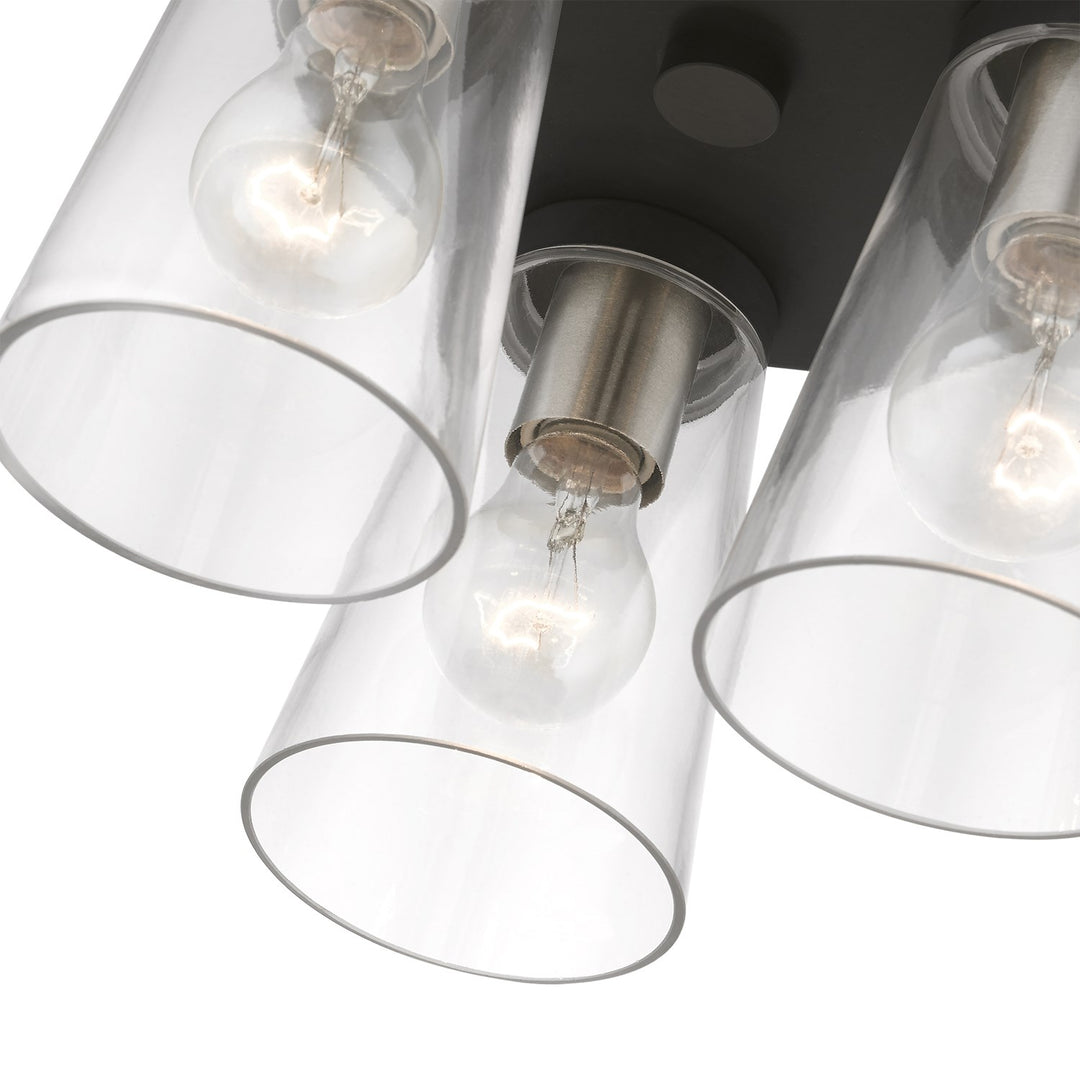 3 Light Black With Brushed Nickel Accents Large Flush Mount