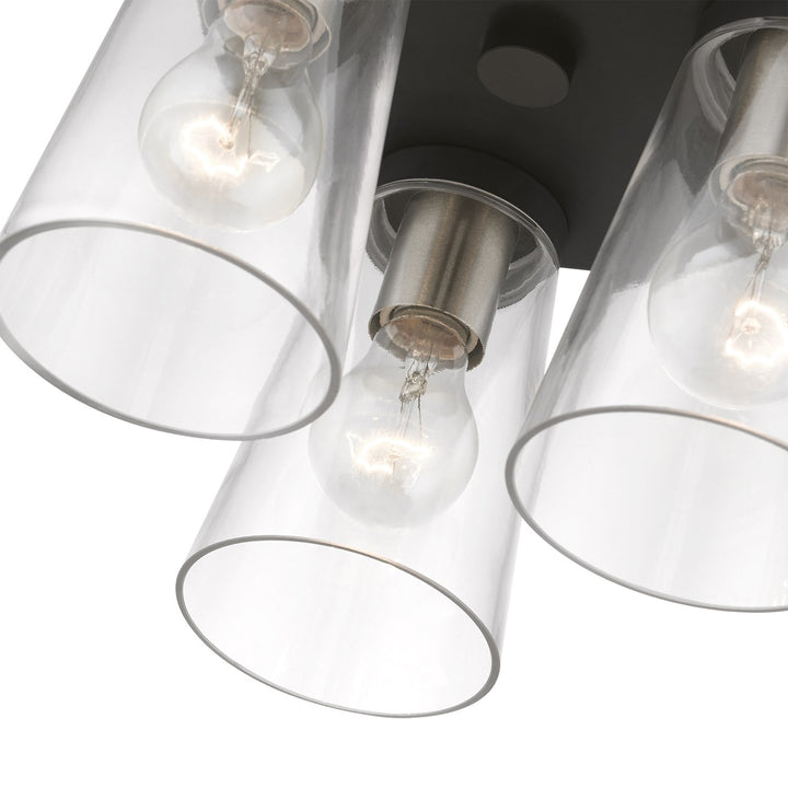 3 Light Black With Brushed Nickel Accents Large Flush Mount