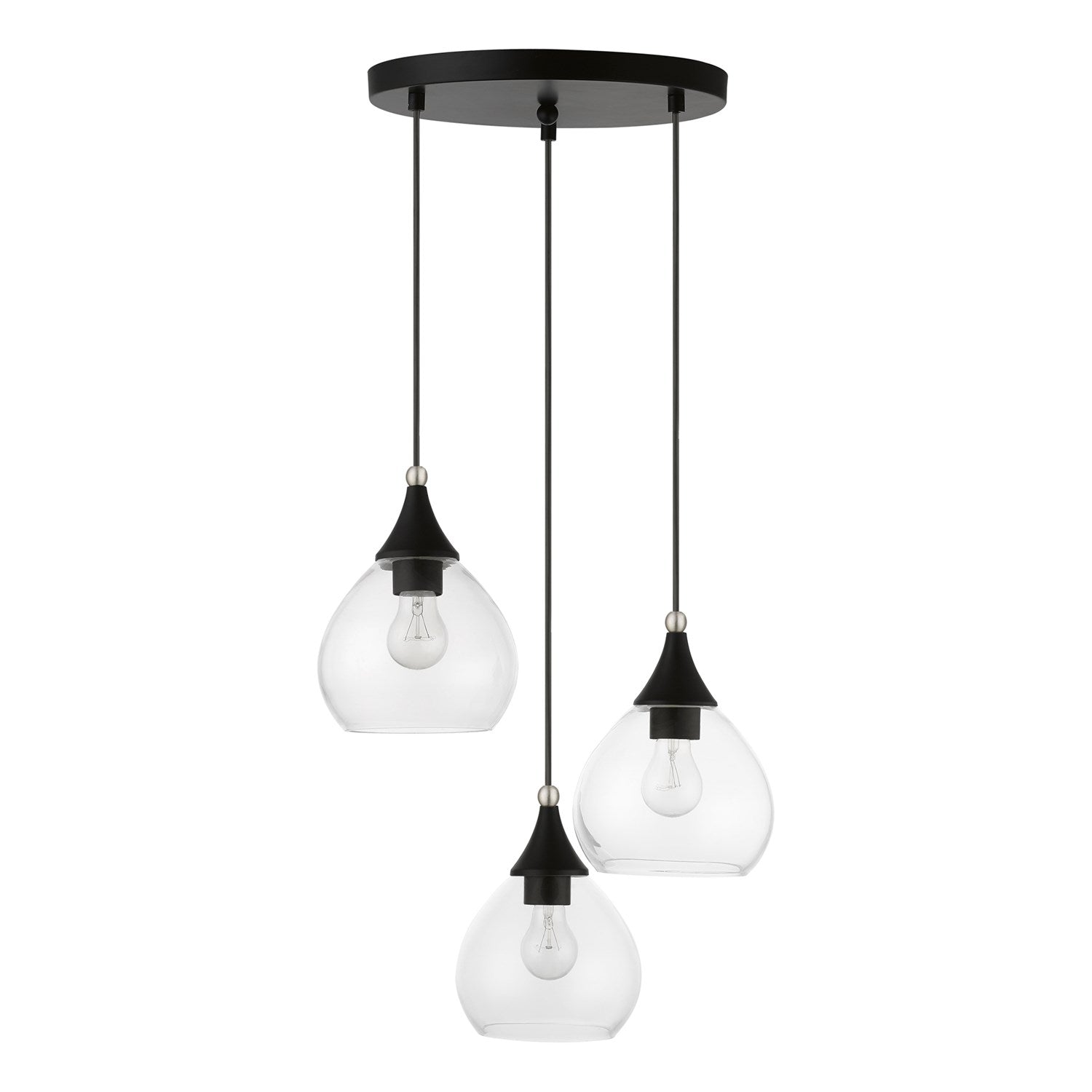 3 Light Black With Brushed Nickel Accents Multi Pendant