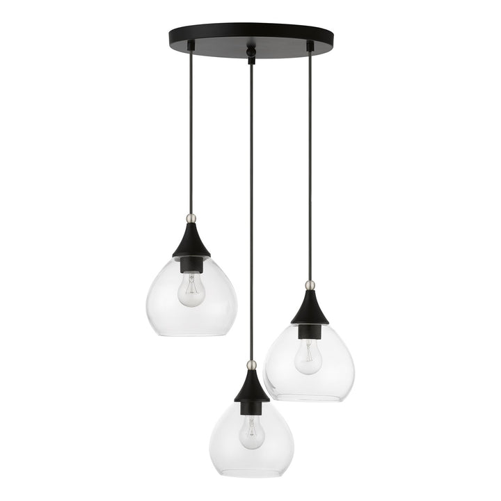 3 Light Black With Brushed Nickel Accents Multi Pendant