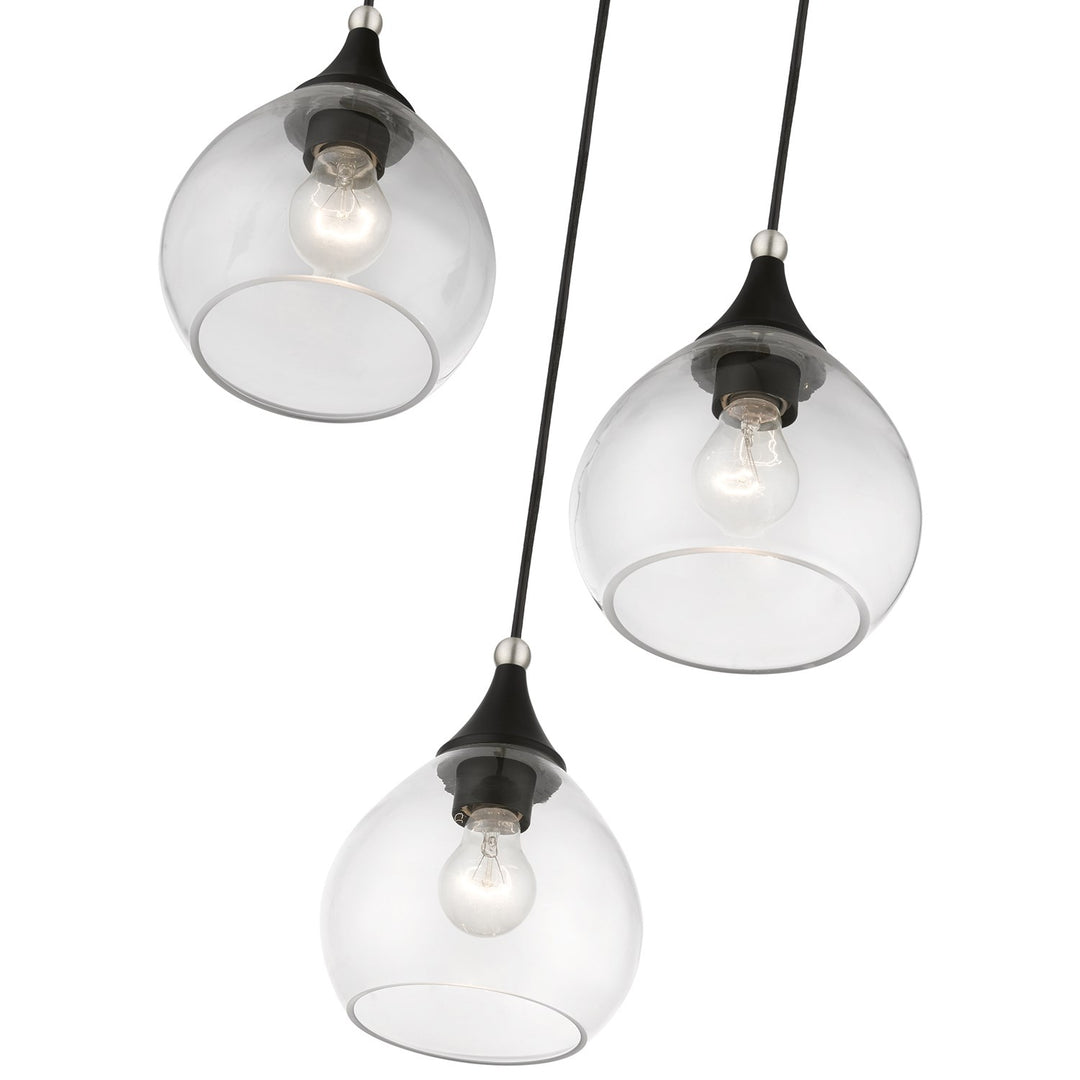 3 Light Black With Brushed Nickel Accents Multi Pendant